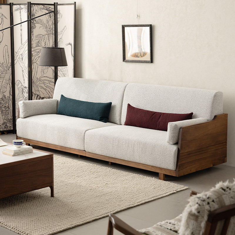 晨物北欧黑胡桃木沙发