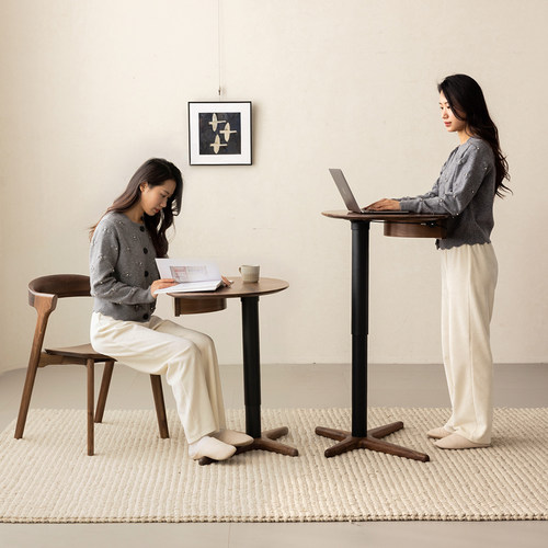 黑胡桃木沙发边几移动茶几小桌子卧室床头边桌阳台创意升降小圆桌