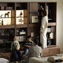 北美黑胡桃木书柜储物柜一体整墙客厅组合柜展示柜全实木落地书架