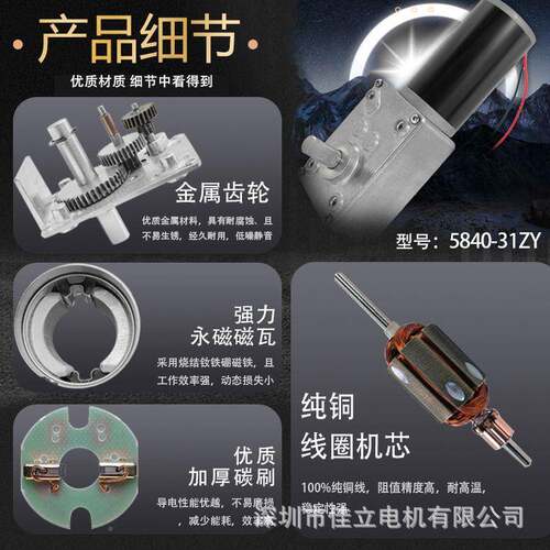 5PCN840微-31ZY直2矩流涡轮蜗杆减速电机大扭12v4v小型调速低速马