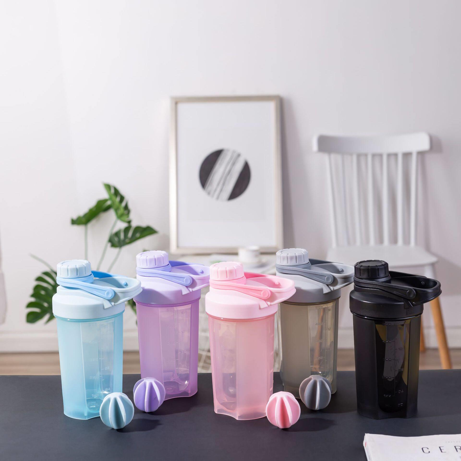 500ML蛋白粉摇摇杯 便携手提健身运动塑料水杯孝素杯果茶杯咖啡杯