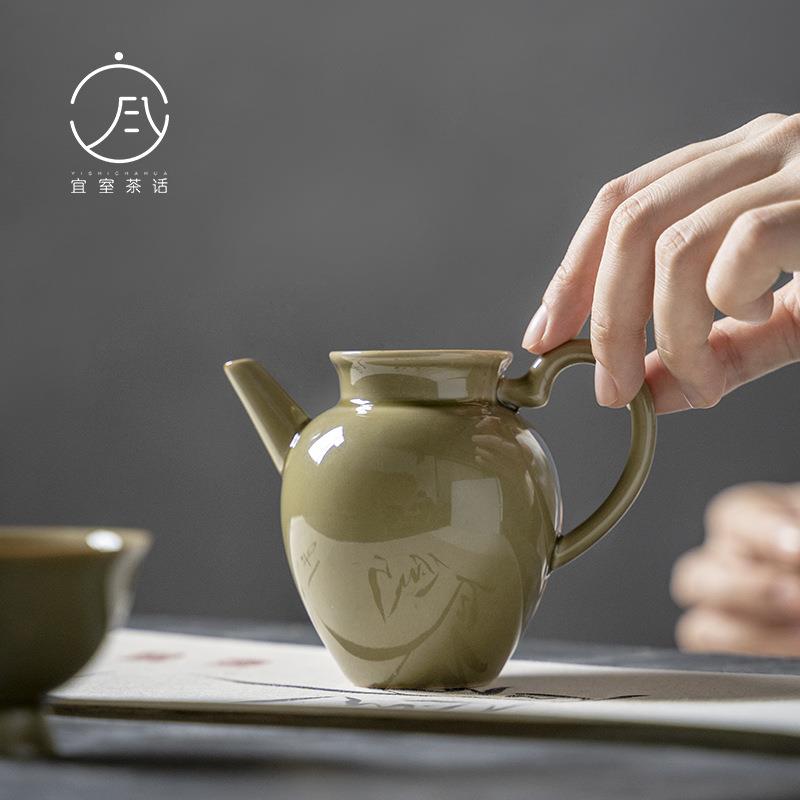 宜室茶话 拟古青瓷文怡手执壶功夫茶杯公道杯带手柄茶海分茶器