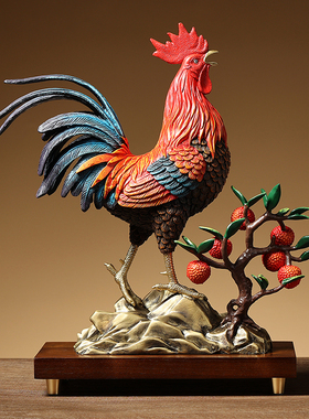 铜智欧大吉大利公鸡全铜生肖摆件客厅家居装饰乔迁办公室开业礼品