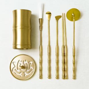 香篆工具香灰压粉香篆用品用具香勺铲香印 纯黄铜香道用具入门套装