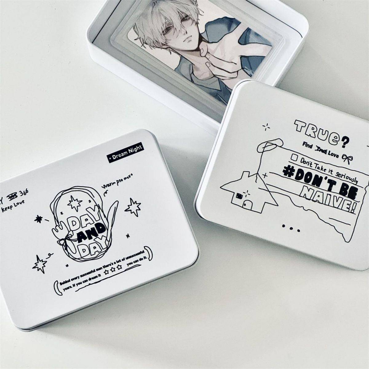 原创涂鸦风铁盒纳次元原创小卡收纳盒桌面收纳盒ins简约带盖手账