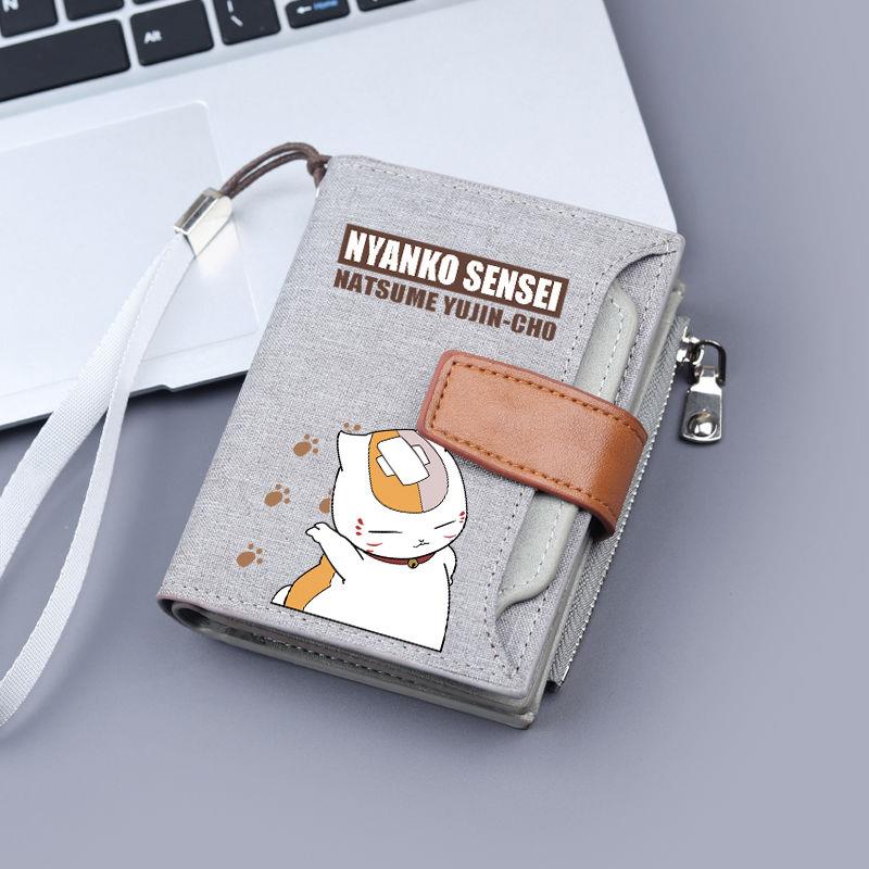 夏目友人帐钱包动漫周边二次元毛老师折叠短款零钱包学生手拿卡包
