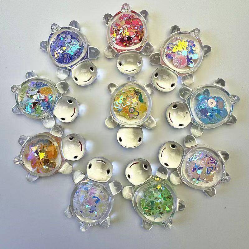 新款夜光透明亮片乌龟可爱diy奶油胶手工配件桌面摆件装饰小饰品