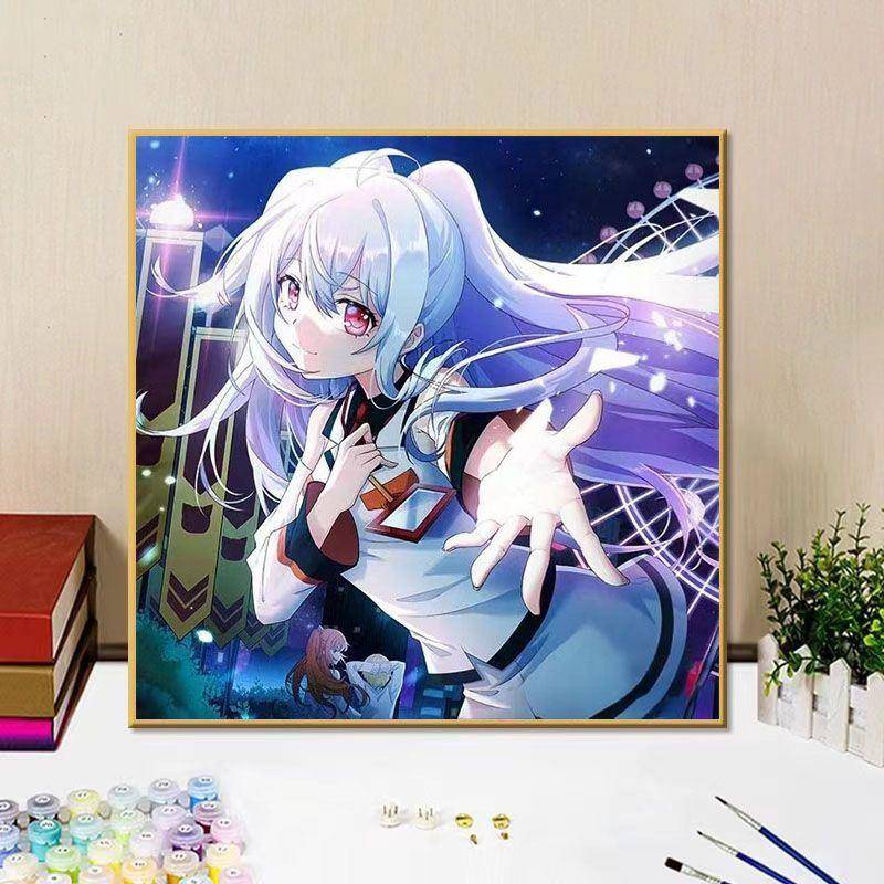 可塑性记忆卡通人物艾拉水柿司diy数字油画手绘填色画送朋友礼物