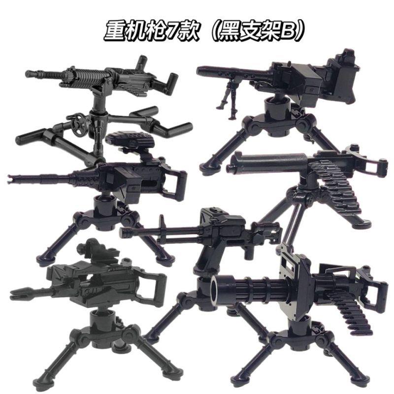 重火力积木兼容某高机械枪加特林火箭筒支架式拼装玩具现代军事