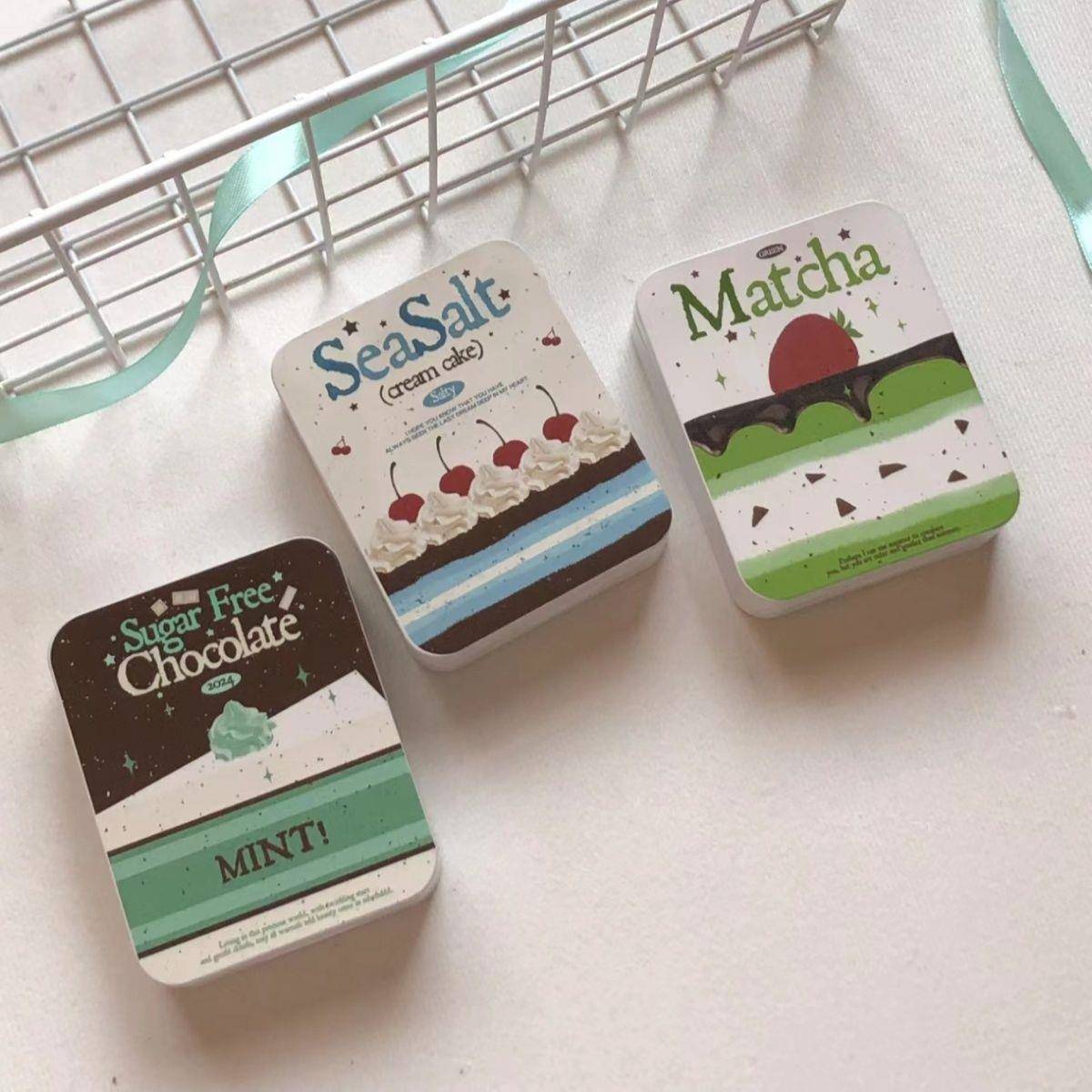 ins蛋糕系列铁盒卡包卡套收纳三寸小卡吧唧封口贴手账胶带收纳盒