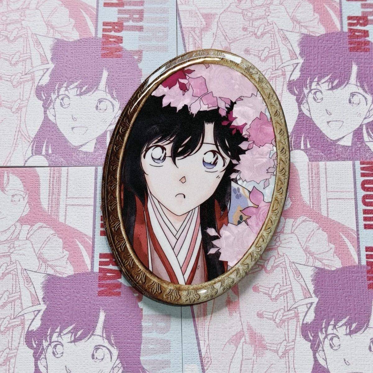 9.名侦探柯南周边动漫柯南工藤新一毛利兰椭圆形吧唧徽章高颜值自