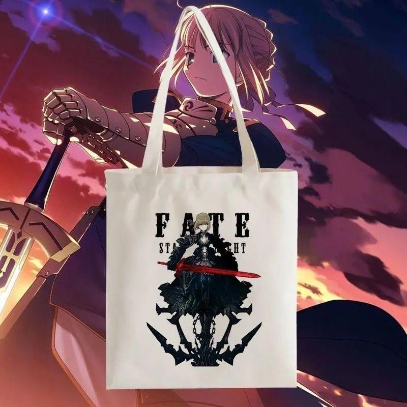 适用Saber吾王学生帆布包fate stay night黑贞德圣女动漫单肩手提
