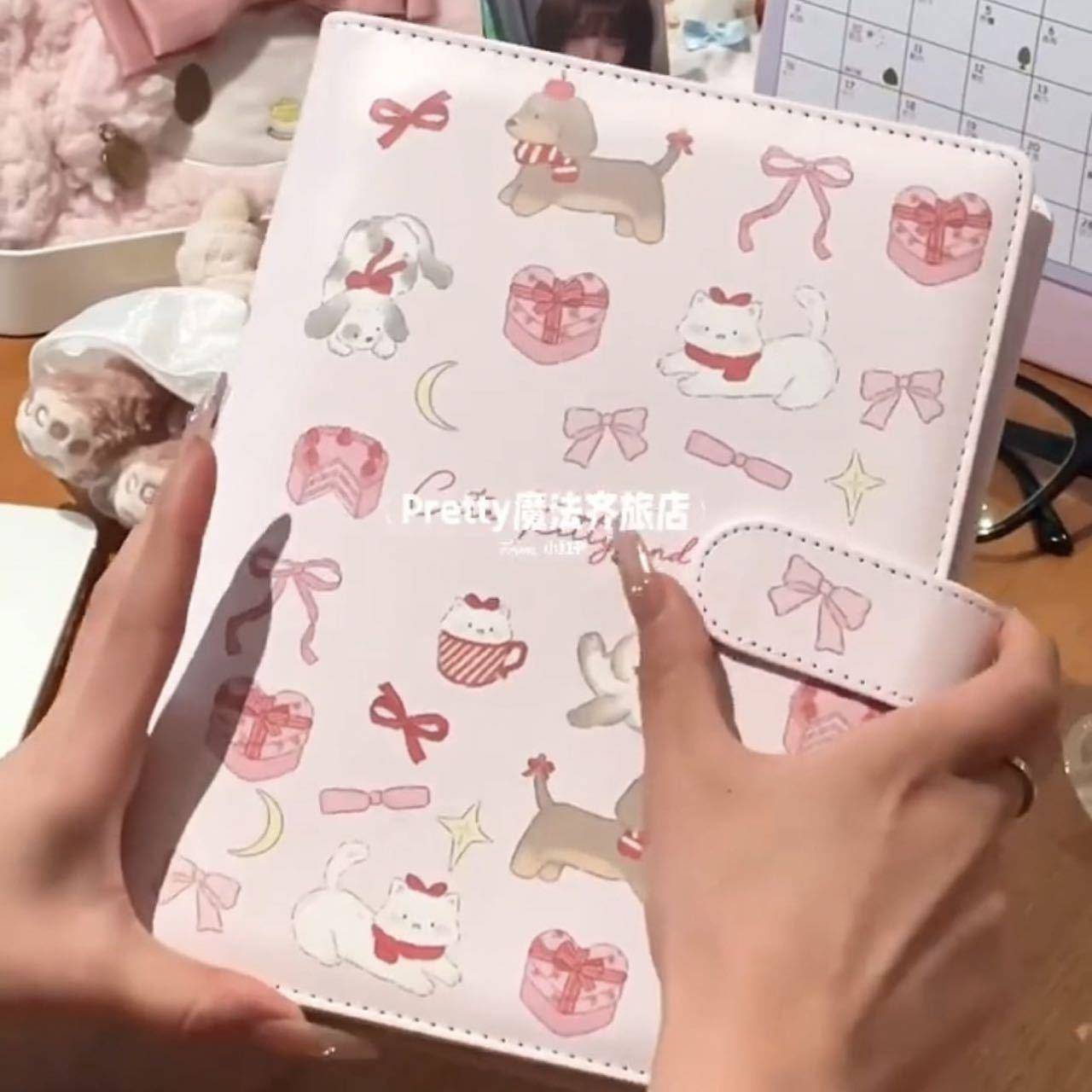 小红书同款粉色萌宠pu卡册皮质可爱卡通高颜值明星小卡A5收纳册