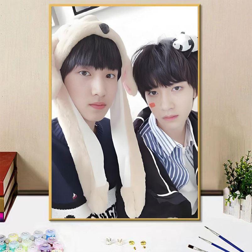 严浩翔贺峻霖diy数字油画翔霖周边手绘填色画画卧室装饰挂画礼物