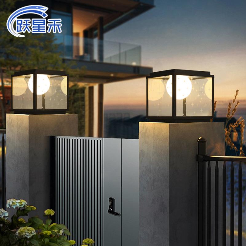 太阳能星空柱头灯户外防水庭院灯室外别墅大门围栏围墙创意景观灯