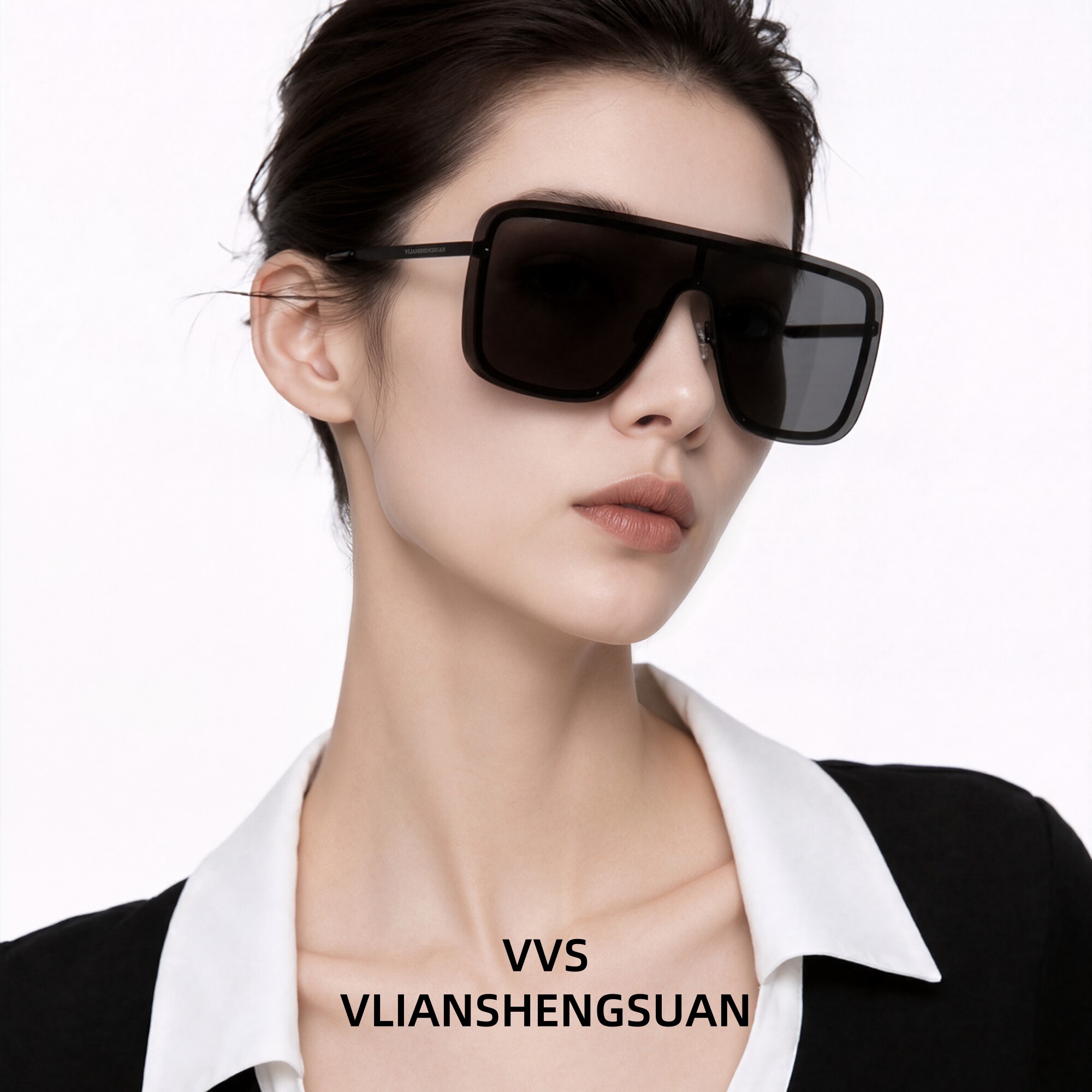 【可乐优选】VVS眼镜太阳镜时尚大框方形一体黑色潮流款SL364