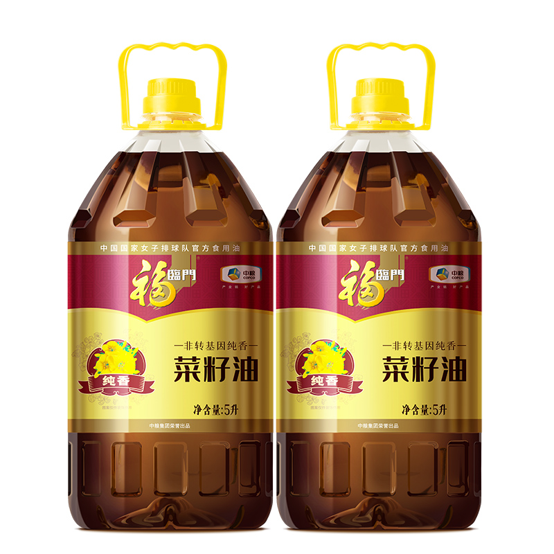 中粮福临门非转基因纯香菜籽油5L*2桶装家用食用油纯香菜籽油
