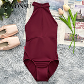 梵舒儿童女芭蕾舞练功服酒红舞蹈跳舞服装 形体连体体操服训练舞服