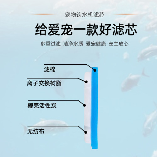 宠物自动饮水机过滤芯猫狗饮水器活性炭滤棉片Q流动水循环喂水配A