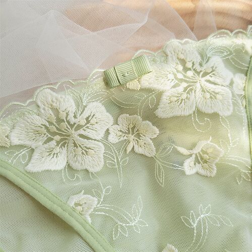 夏法式细带蕾f丝内裤女网纱透气底裤女士低腰性感纯棉底裆三角裤