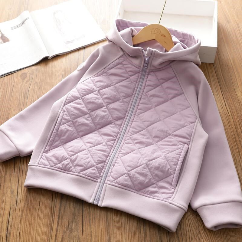 女童冬季加c绒连帽外套中大儿童夹棉糯米绒棉衣卫衣校服神器深秋