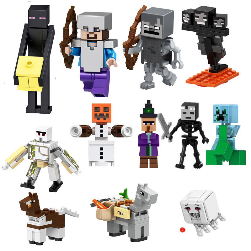 我的世界积木益智拼装人仔史蒂夫苦力怕 J凋零儿童男孩 玩具6-8岁