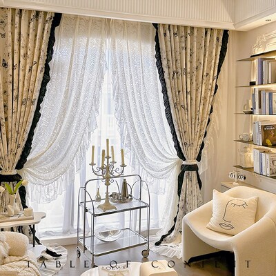 庄生晓梦蝴蝶翩翩 轻法式复古浪漫蕾丝美式雪尼尔提Z花遮光窗帘