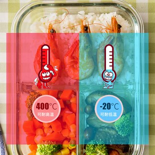 带分隔玻璃饭盒微波炉p带隔层学生加热专用上班族两分格便当三分