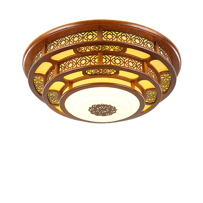 新中式吸顶灯圆形大厅中国风实木办公室大N尺寸灯具客厅主灯大灯