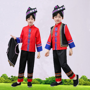 六一纳西族儿童演出服男童少数民族男女童幼儿纳西族表Z演舞蹈服