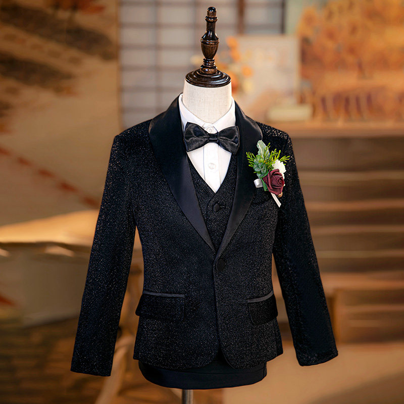 亮片儿童西c装套装舞台晚会主持人花童男童礼服走秀西服钢琴演出