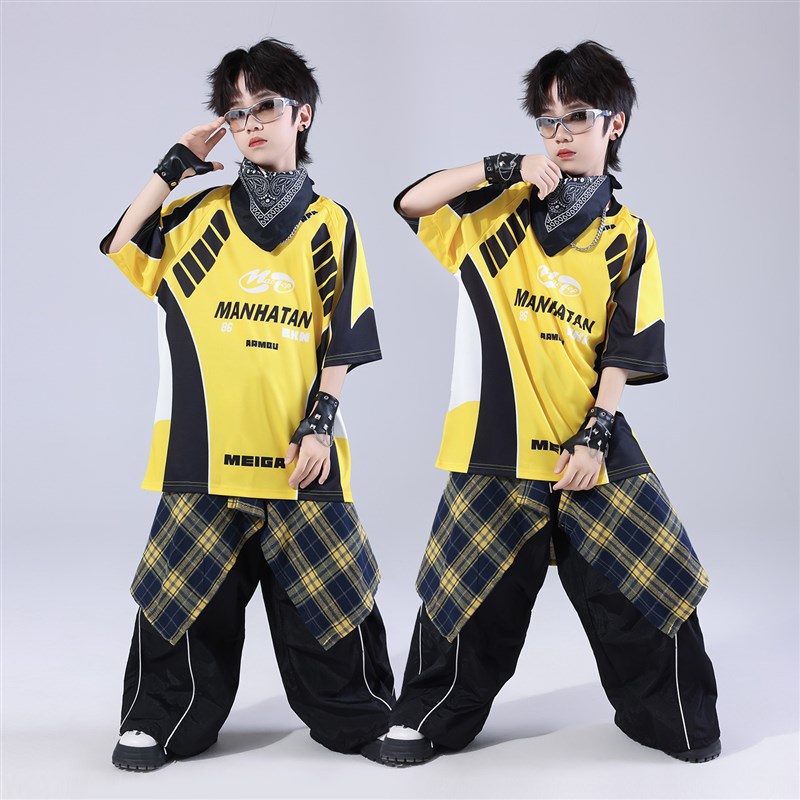 街舞幼儿潮服嘻哈风炸街服装男孩hziphop架子鼓表演出服女孩套装