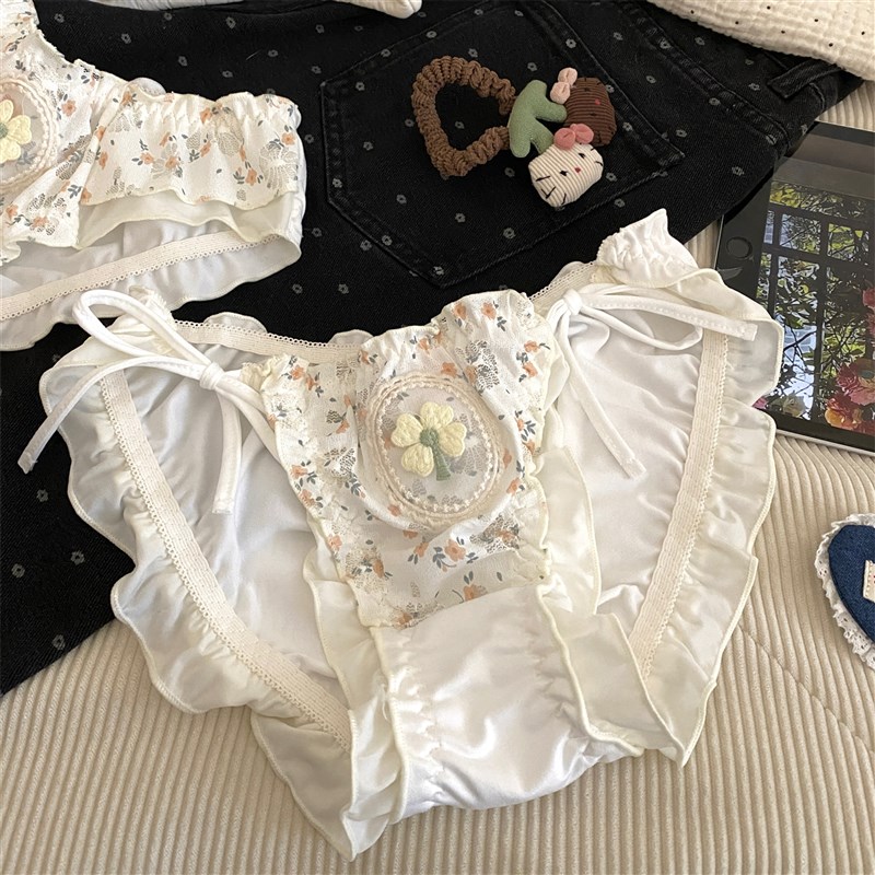 :   花园日记   碎花蕾丝日系绑带少女内裤U春夏女士三角裤