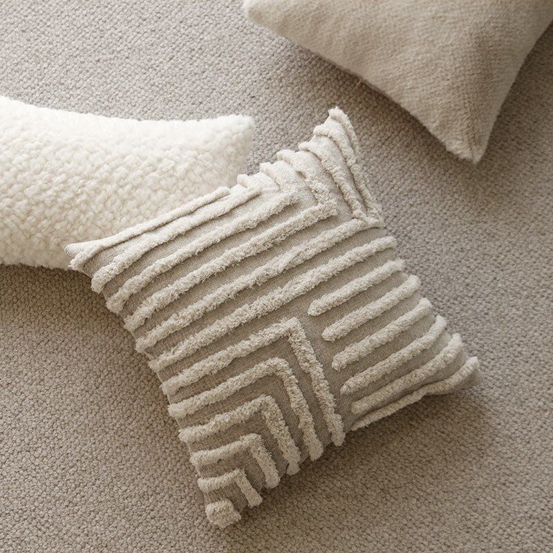 MILA米拉侘寂风l奶油色系立体簇绒抱枕民宿客厅沙发轻奢靠枕套靠