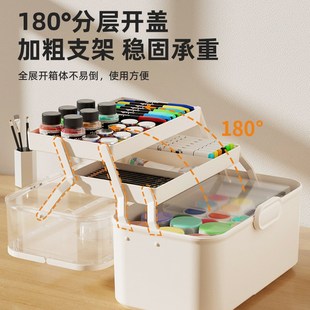 美术工具箱家用多功能q画画工具万能物收纳折叠学生整理箱收纳盒