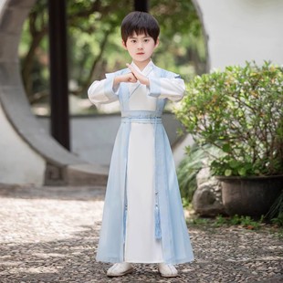 中小童中國風古裝 童裝 男童漢服春款 古風套裝 兩件 兒童國U學服唐裝