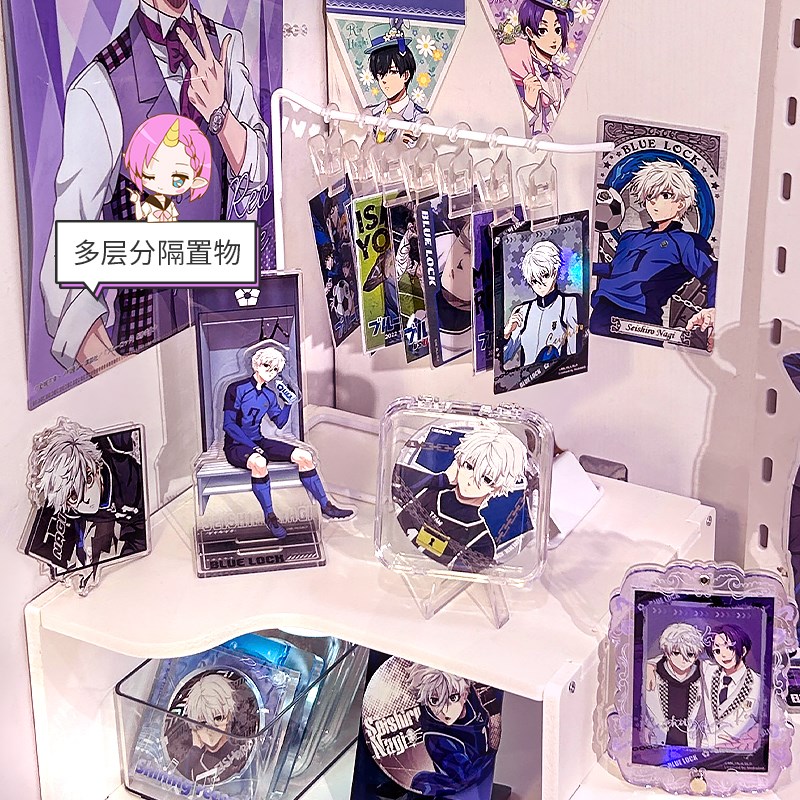 宿舍转角展示架桌面收纳笔筒吧唧谷子小卡L立牌手办摆件多层置物