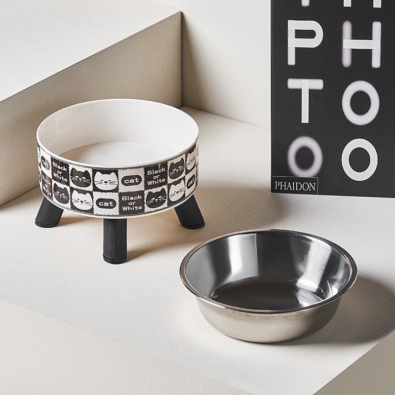 不锈钢高脚猫碗狗狗碗狗盆饭碗食盆大口径喝水P碗宠物碗架猫咪用
