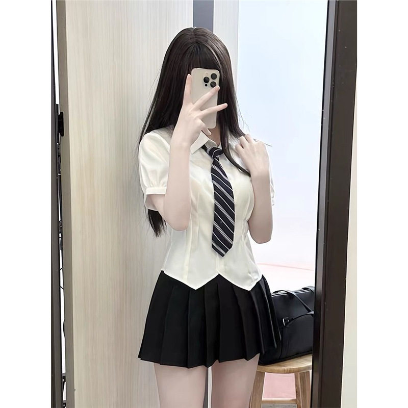 JK制服套装夏季学院风收腰白色