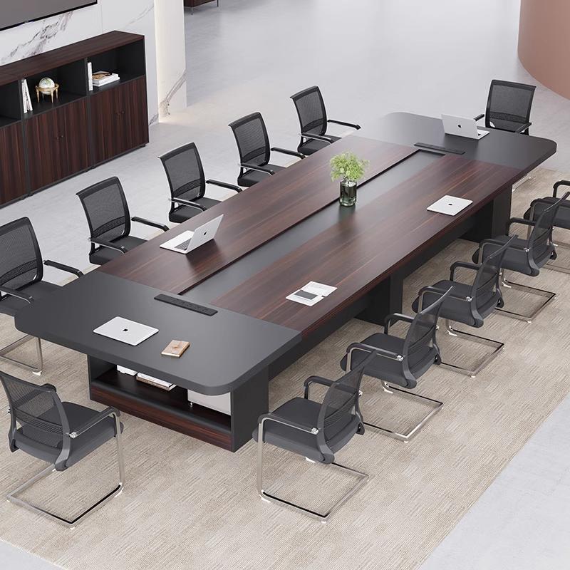 办公会议桌长桌现代简约会议室洽谈培训接待长条大型实木桌椅组合