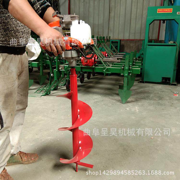 手推轮式地钻挖坑机方便省力大棚立柱打洞机带防护网操作简单