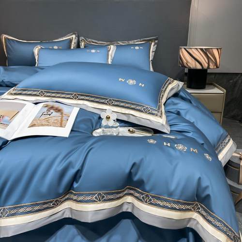 直销100支全棉轻奢四件套四季可用床上用品时尚简约