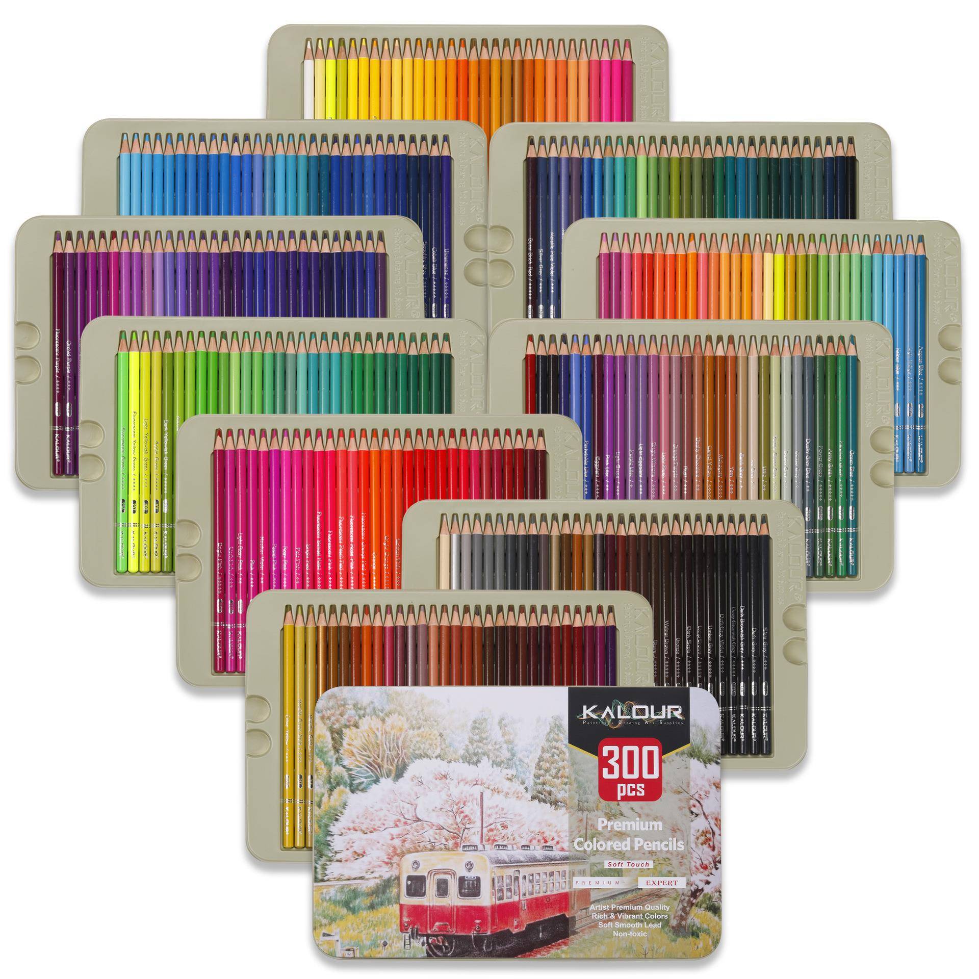 新品300色油性彩色铅笔美术绘画圆杆铅笔套装彩铅套装