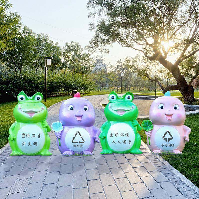 卡通动物恐龙垃圾桶雕塑户外园林景观小品玻璃钢幼儿园装饰品摆件