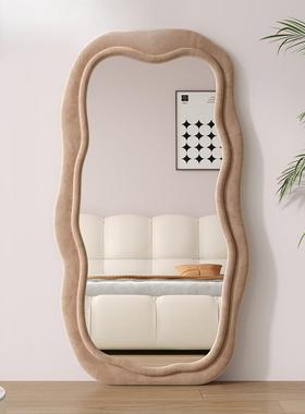 Gy创意全身镜家用落地镜轻奢异形波浪穿衣镜网红客厅黑色装饰