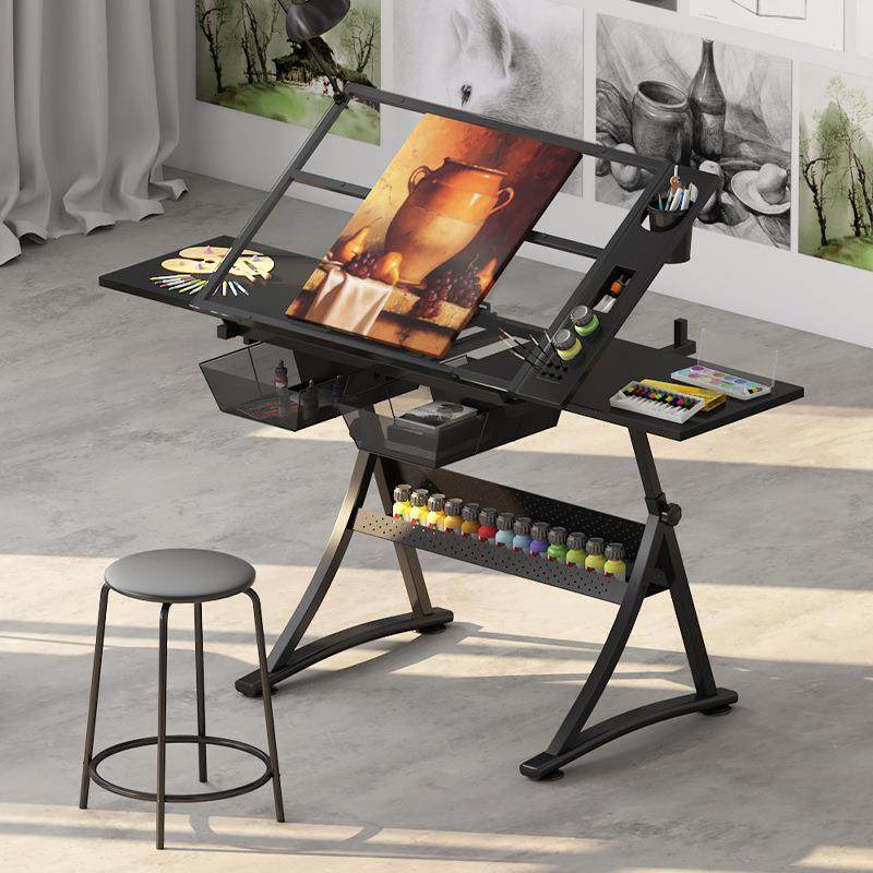 玻璃可升降绘图桌画画办公艺术美术设计师书桌工作台桌子