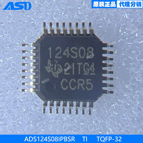 ADS124S08IPBS  TQFP-32模数转换器 ADC 24 位12 输入 1 三角积分