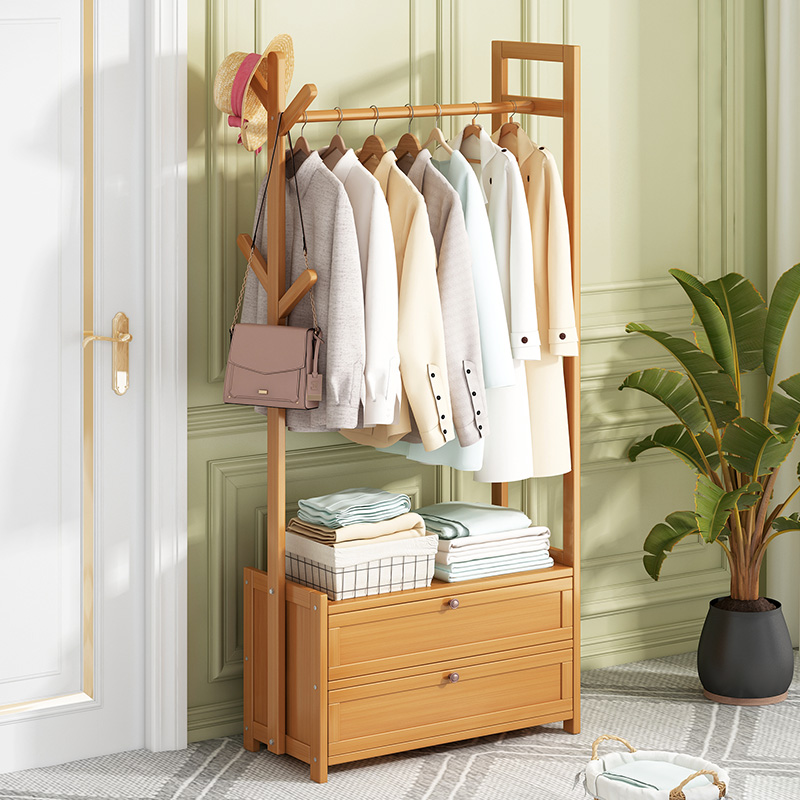 家用卧室衣柜实i木置物简易收纳经济型落地衣帽架挂衣衣橱储物收