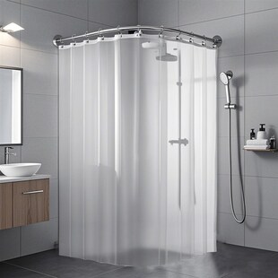 弧形浴帘免打孔防水套装浴室窗帘防霉弧形杆门帘挂帘隔断帘磁吸帘