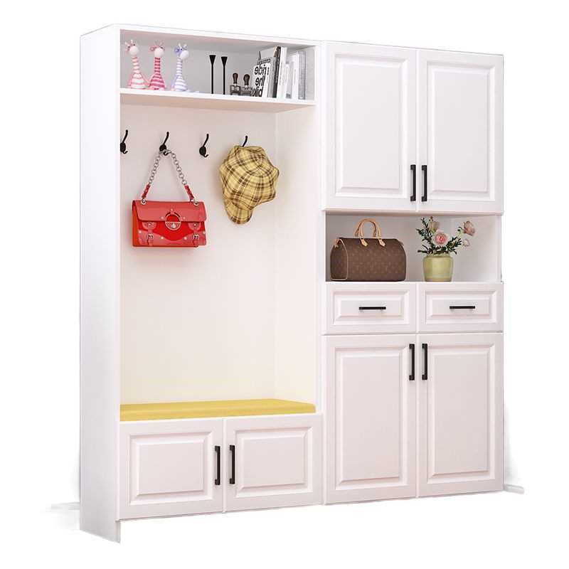 鞋柜一体柜家用门口大容量挂衣架座凳实木高柜带换鞋凳玄关柜